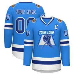 Powder Blue Royal-White Classic Style Hockey Jersey 1