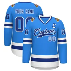Powder Blue Royal-White Classic Style Hockey Jersey 1