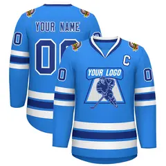 Powder Blue Royal-White Classic Style Hockey Jersey 1