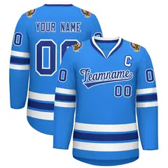Powder Blue Royal-White Classic Style Hockey Jersey 1