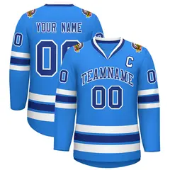 Powder Blue Royal-White Classic Style Hockey Jersey 1
