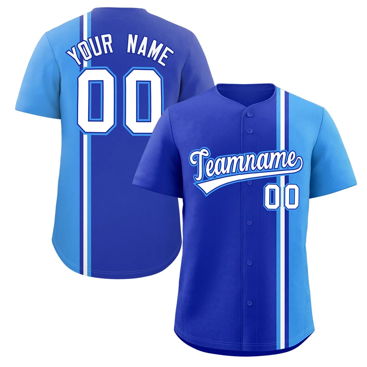 Powder Blue Royal White Color Block Baseball Jersey