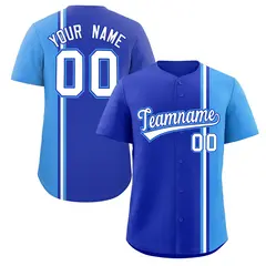 Powder Blue Royal White Color Block Baseball Jersey 1