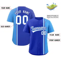 Powder Blue Royal White Color Block Baseball Jersey 2