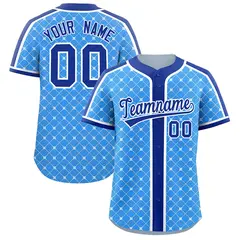 Powder Blue Royal-White Plaid Authentic Baseball Jersey