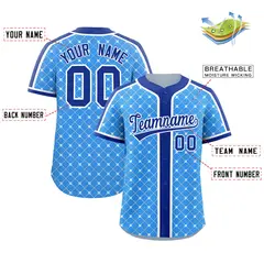 Powder Blue Royal-White Plaid Authentic Baseball Jersey 2