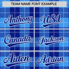 Powder Blue Royal-White Plaid Varsity Letterman Jacket 3