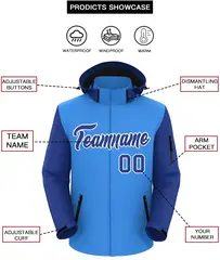 Powder Blue Royal-White Raglan Sleeve Waterproof Jacket 2