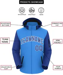 Powder Blue Royal-White Raglan Sleeve Waterproof Jacket 2