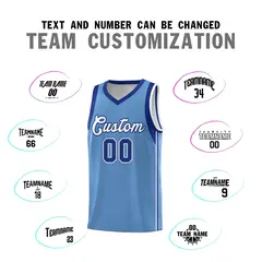 Powder Blue Royal-White Sleeve Color Block Basketball Jersey 4