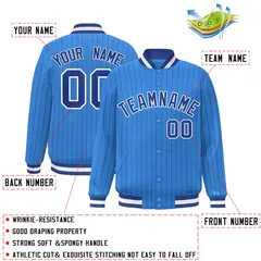 Powder Blue Royal-White Stripe Letterman Bomber Varsity Jacket 2