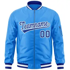 Powder Blue Royal-White Varsity Full-Zip Letterman Jacket 3