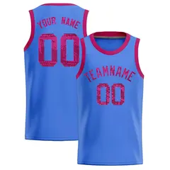 Powder Blue Sequined Trim Athletic Basketball Jersey 1