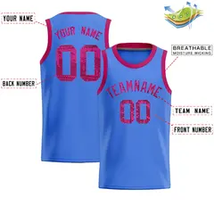 Powder Blue Sequined Trim Athletic Basketball Jersey 2