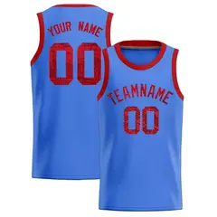Powder Blue Sequined Trim Athletic Basketball Jersey 1