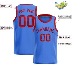 Powder Blue Sequined Trim Athletic Basketball Jersey 2