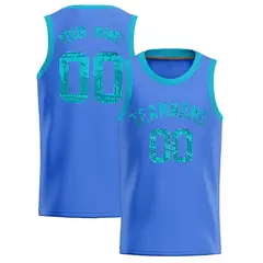 Powder Blue Sequined Trim Athletic Basketball Jersey 1