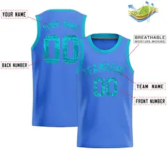 Powder Blue Sequined Trim Athletic Basketball Jersey 2