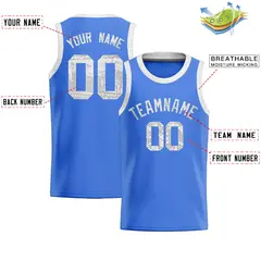 Powder Blue Sequined Trim Athletic Basketball Jersey 2