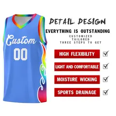 Powder Blue Side Flame Basketball Jersey for Teams 2