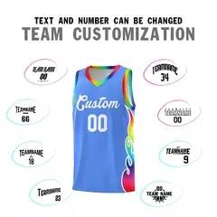 Powder Blue Side Flame Basketball Jersey for Teams 4