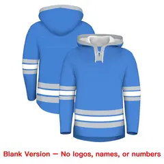 Powder Blue Silver Lace-Up Neck Classic Hockey Hoodie 7