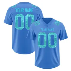 Powder Blue Sky Blue Sequin Lettering Football Jersey 1
