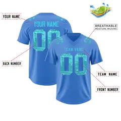 Powder Blue Sky Blue Sequin Lettering Football Jersey 2