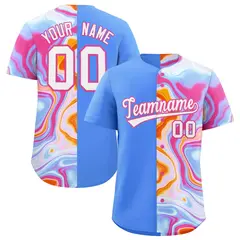 Powder Blue Split Fluid Pattern Authentic Baseball Jersey