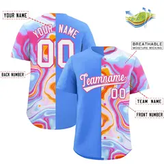 Powder Blue Split Fluid Pattern Authentic Baseball Jersey 2