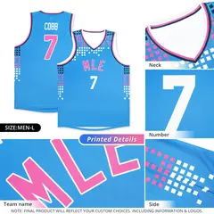 Powder Blue Square Grid Graffiti Basketball Jersey 5