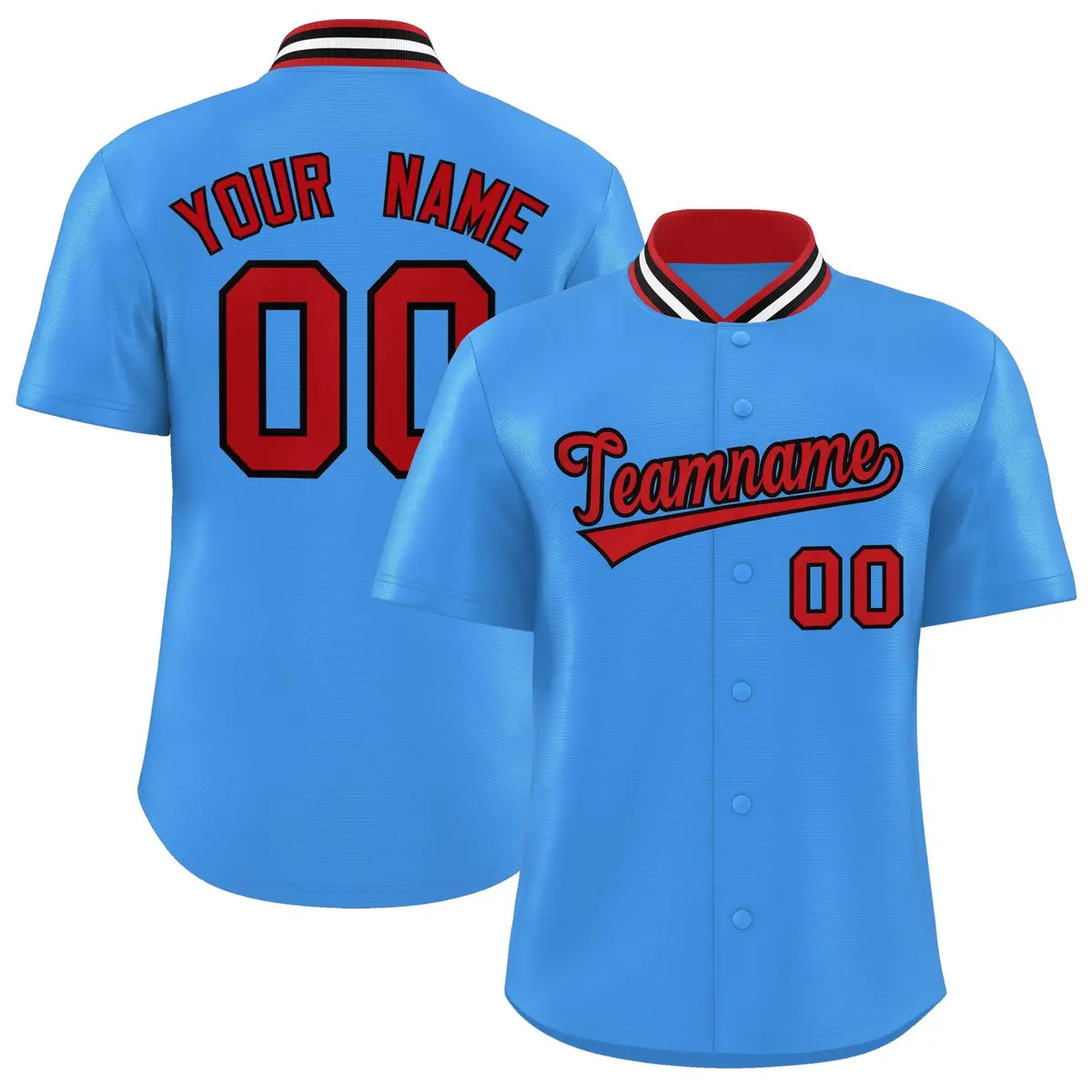 Powder Blue Stand Collar Classic Baseball Jersey