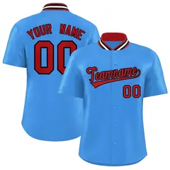 Powder Blue Stand Collar Classic Baseball Jersey