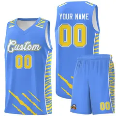 Powder Blue Tiger Claw Pattern Basketball Jersey