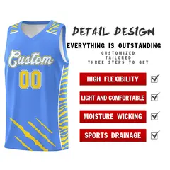 Powder Blue Tiger Claw Pattern Basketball Jersey 2