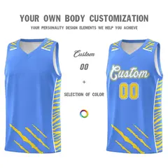 Powder Blue Tiger Claw Pattern Basketball Jersey 3