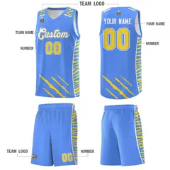 Powder Blue Tiger Claw Pattern Basketball Jersey 5