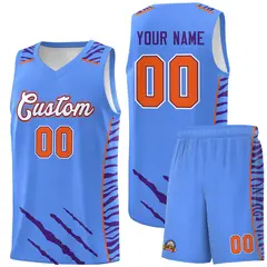 Powder Blue Tiger Claw Pattern Basketball Jersey 1
