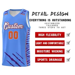Powder Blue Tiger Claw Pattern Basketball Jersey 2