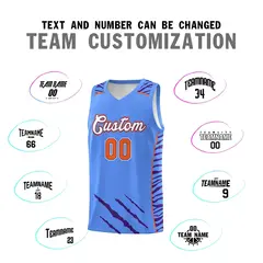 Powder Blue Tiger Claw Pattern Basketball Jersey 4