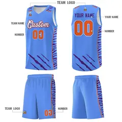 Powder Blue Tiger Claw Pattern Basketball Jersey 5
