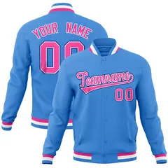 Powder Blue Varsity Full-Snap Letterman Baseball Jacket 1