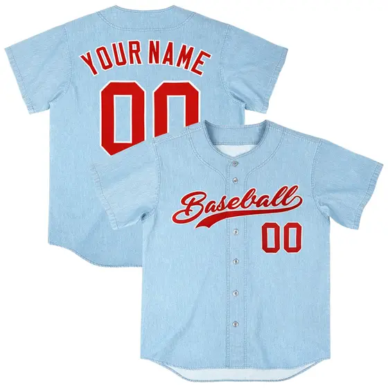 Powder Blue Vintage Denim Baseball Jersey