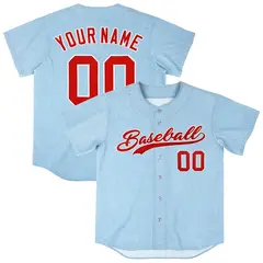 Powder Blue Vintage Denim Baseball Jersey for Men Women Boy