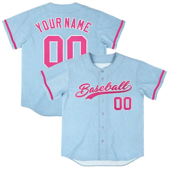 Powder Blue Vintage Denim Baseball Jersey