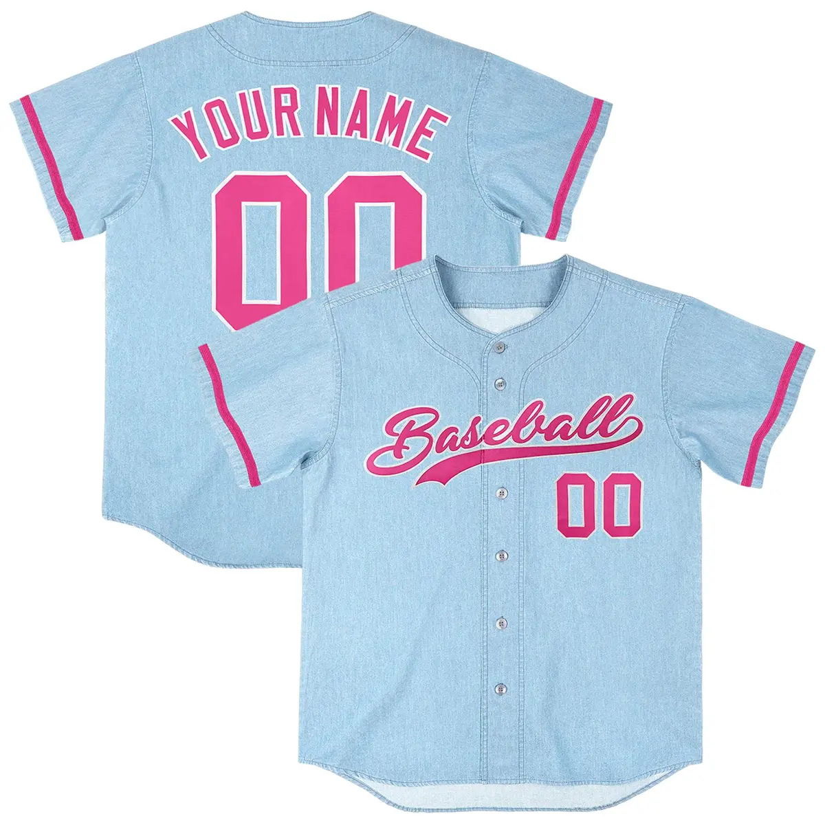 Powder Blue Vintage Denim Baseball Jersey