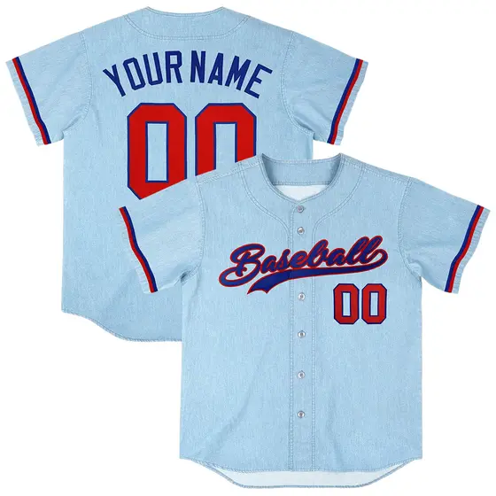 Powder Blue Vintage Denim Baseball Jersey