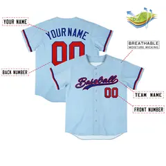 Powder Blue Vintage Denim Baseball Jersey 4