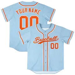 Powder Blue Vintage Denim Baseball Jersey for Men Women Boy