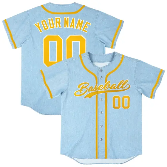 Powder Blue Vintage Denim Baseball Jersey